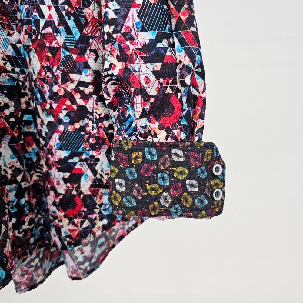 Robert Graham XL Classic Fit Red Geometric Contrasting Cuff Button Front… - Picture 3 of 7